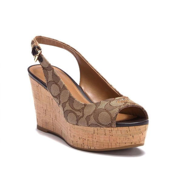 Coach Ferry Signature Cork Jacquard Khaki/Chestnut - Size 9.5 - Picture 1 of 8